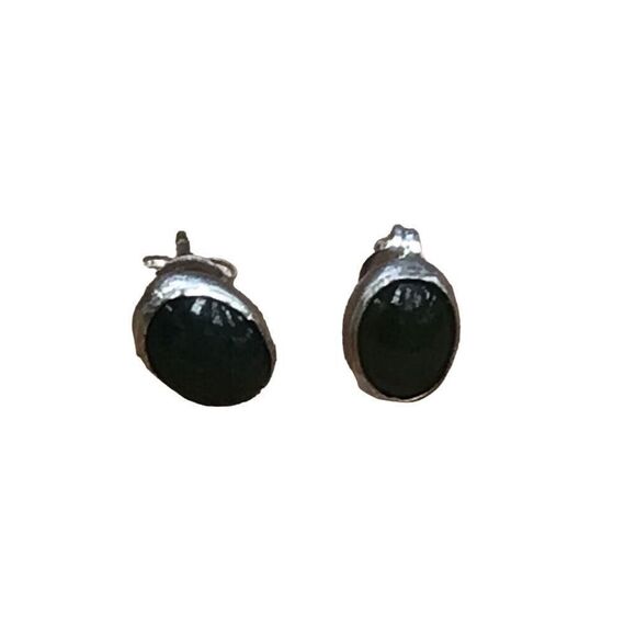 Earrings, Jade and Sterling Silver Stud Earrings, NEW, Handmade, Artisan - Picture 1 of 4